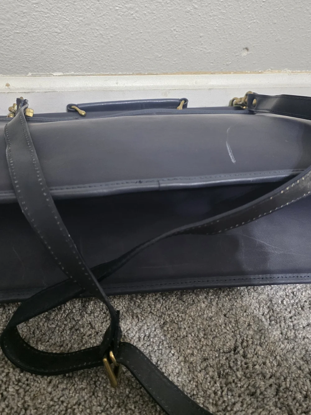 Vintage Coach Navy Blue Leather Laptop Briefcase 801-08